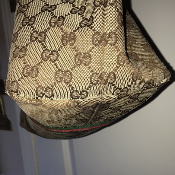 Authentic Gucci Sherry Line Shoulder Bag Tote 2 stripes - Picture 4 of 15